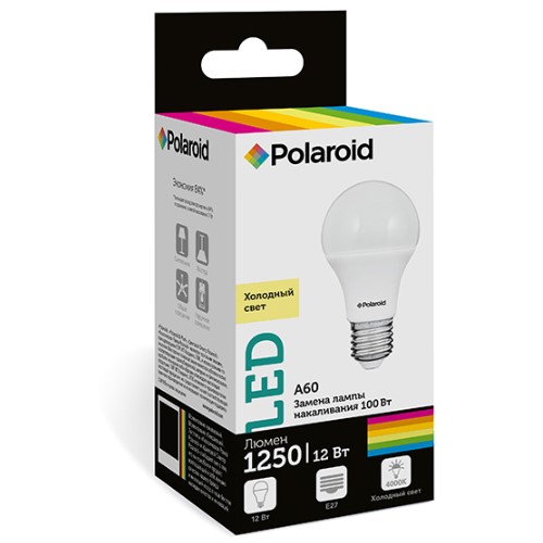 

Светодиодная лампа Polaroid 220V A60 12W 4000K E27 1250lm