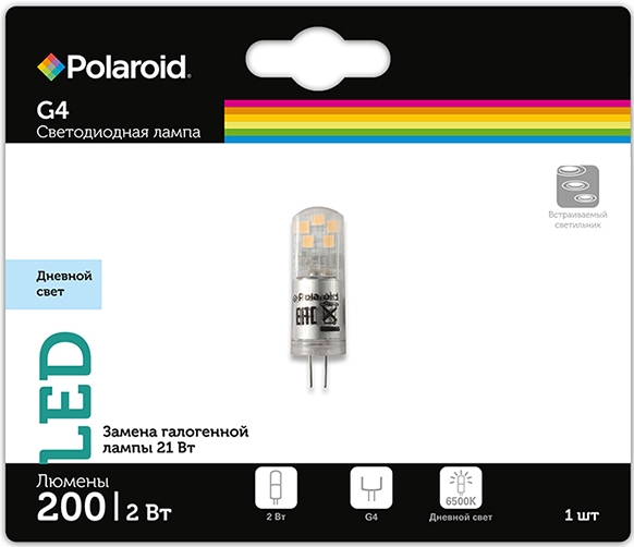

Светодиодная лампа Polaroid 12V G 2W 6500K G4 200lm