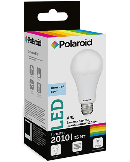 

Светодиодная лампа Polaroid 220V A95 25W 6500K E27 2010lm