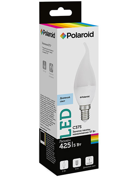 

Светодиодная лампа Polaroid 220V C37S 5W 6500K E14 425lm