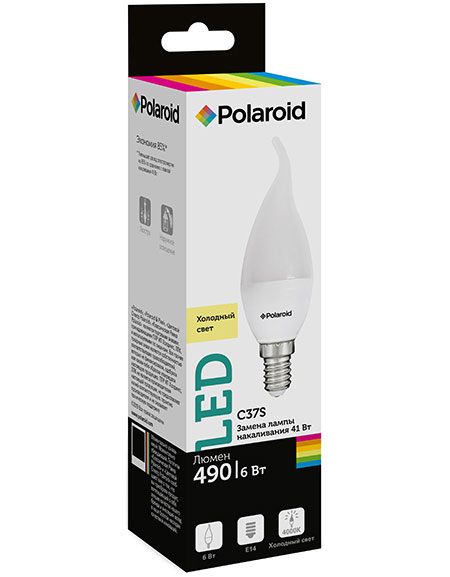 

Светодиодная лампа Polaroid 220V C37S 6W 4000K E14 490lm