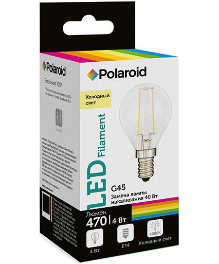

Светодиодная лампа Polaroid 220V FIL G45 4W 4000K E14 470lm