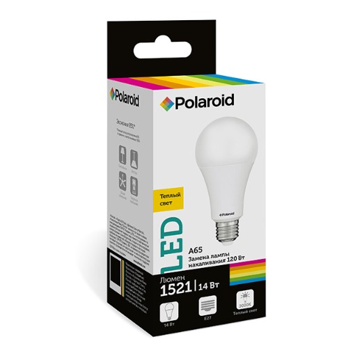 

Светодиодная лампа Polaroid 220V A65 14W 3000K E27 1521lm
