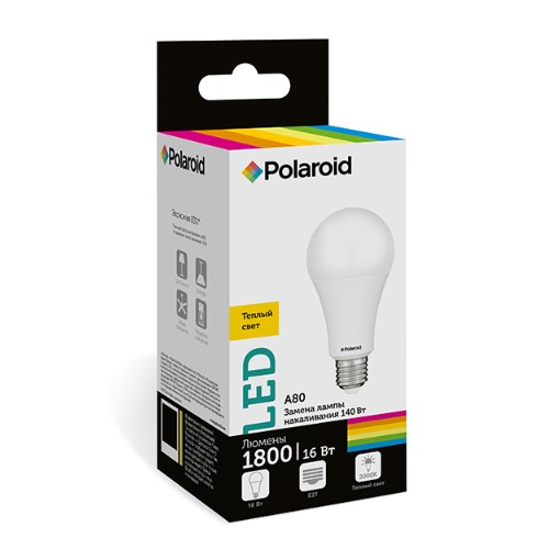 

Светодиодная лампа Polaroid 220V A80 16W 3000K E27 1800lm