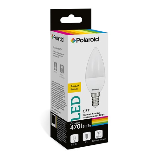 

Светодиодная лампа Polaroid 220V C37 5,5W 3000K E14 470lm