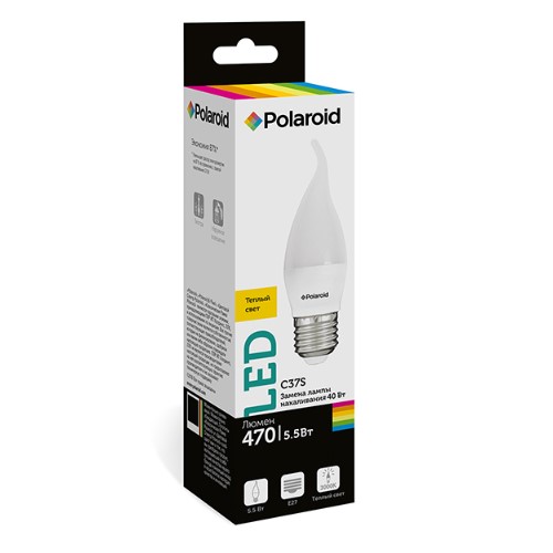 

Светодиодная лампа Polaroid 220V C37S 5,5W 3000K E27 470lm