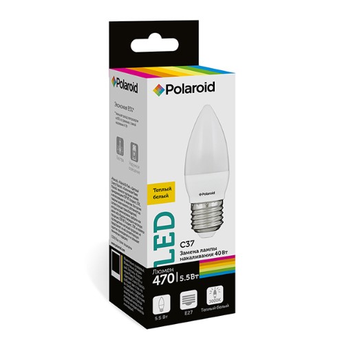 

Светодиодная лампа Polaroid 220V C37 5,5W 3000K E27 470lm