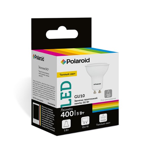 

Светодиодная лампа Polaroid 220V GU10 5W 3000K GU10 400lm