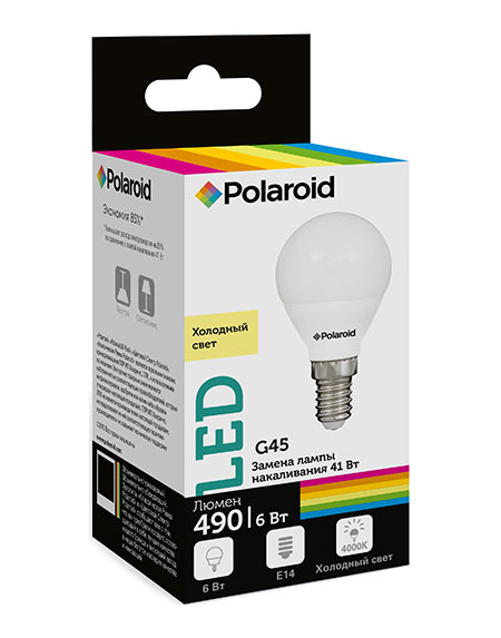 

Светодиодная лампа Polaroid 220V G45 6W 4000K E14 490lm
