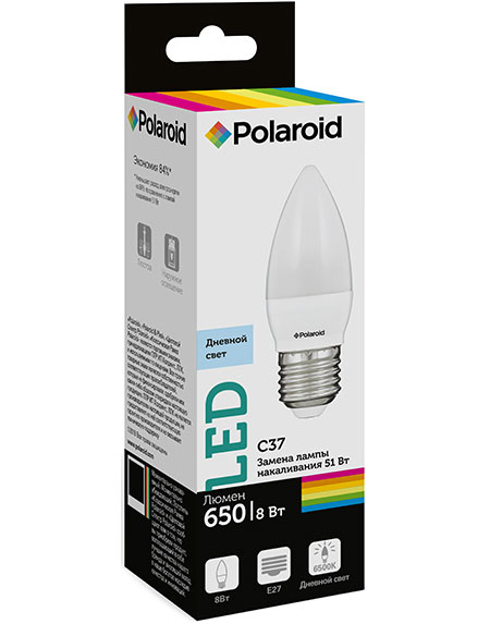 

Светодиодная лампа Polaroid 220V C37 8W 6500K E27 650lm