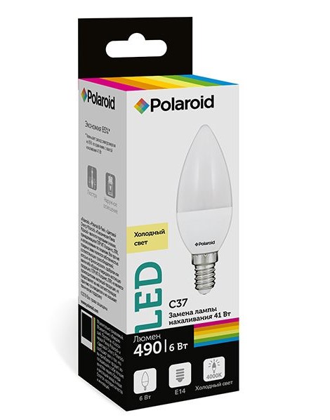 

Светодиодная лампа Polaroid 220V C37 6W 4000K E14 490lm
