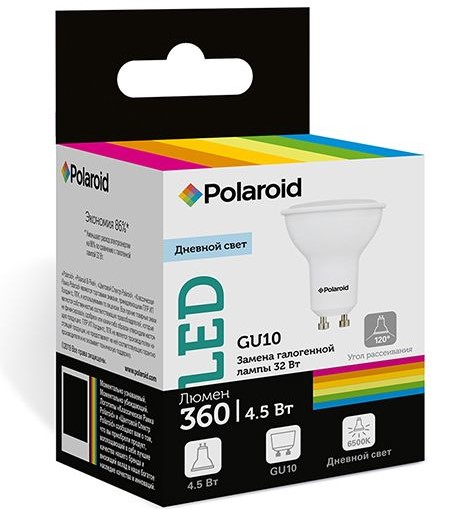 

Светодиодная лампа Polaroid 220V GU10 4,5W 6500K GU10 360lm