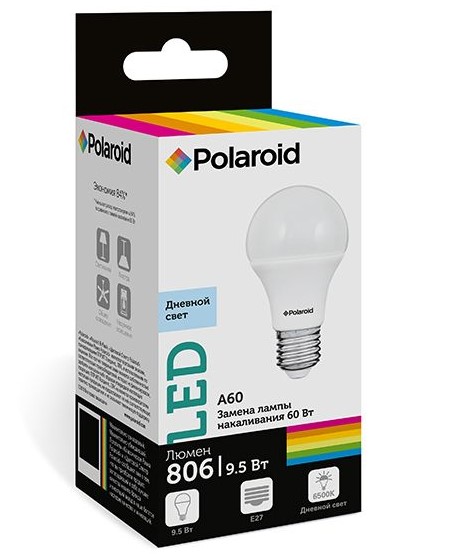 

Светодиодная лампа Polaroid 220V A60 9,5W 6500K E27 806lm