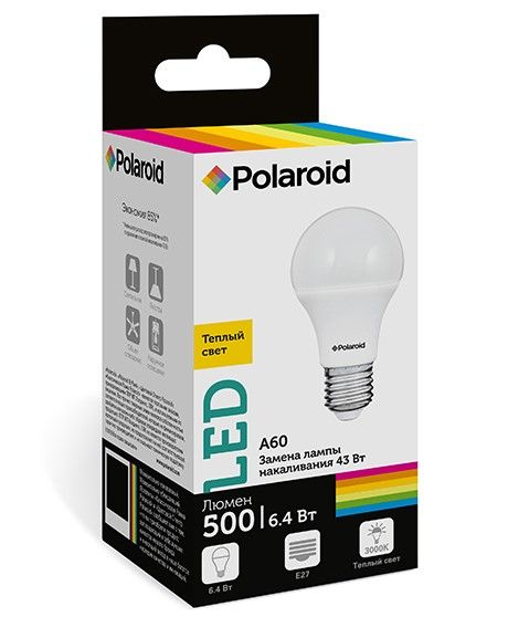 

Светодиодная лампа Polaroid 220V A60 6,4W 3000K E27 500lm