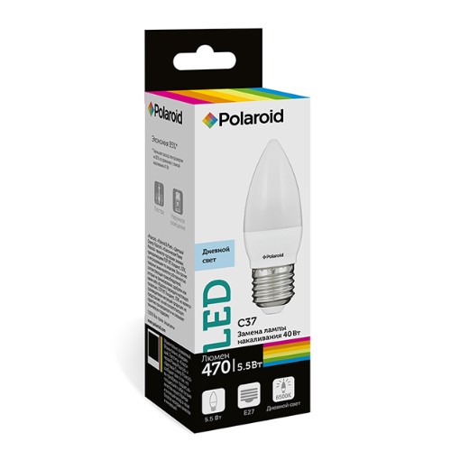 

Светодиодная лампа Polaroid 220V C37 5,5W 6500K E27 470lm