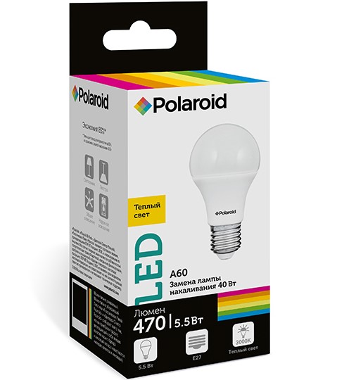 

Светодиодная лампа Polaroid 220V A60 5,5W 3000K E27 470lm