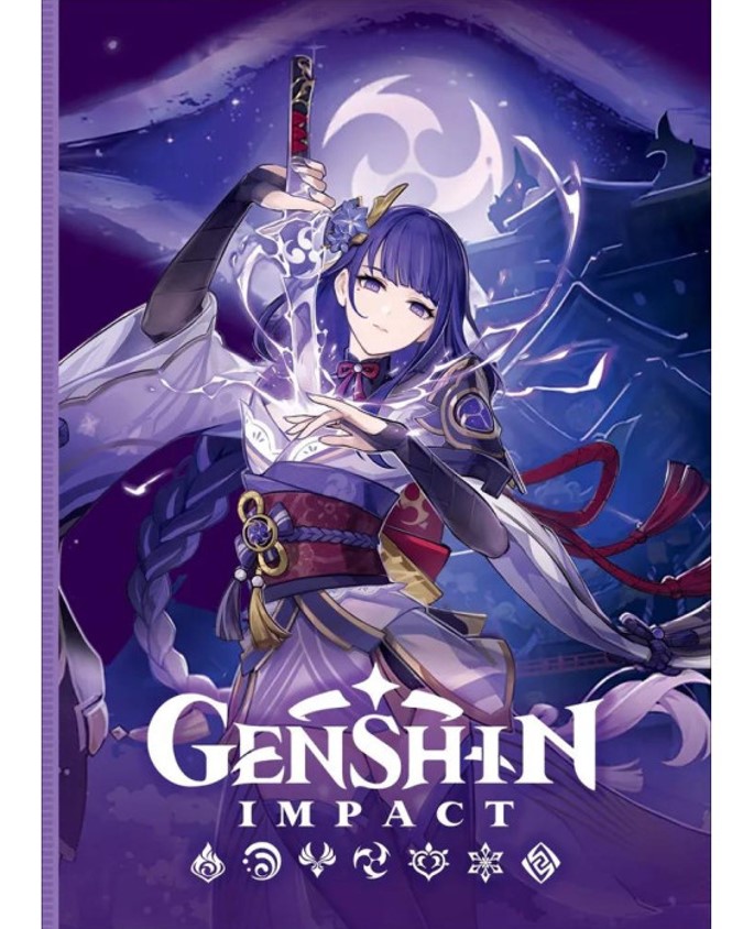 Блокнот Genshin Impact с наклейками (фиолетовый)