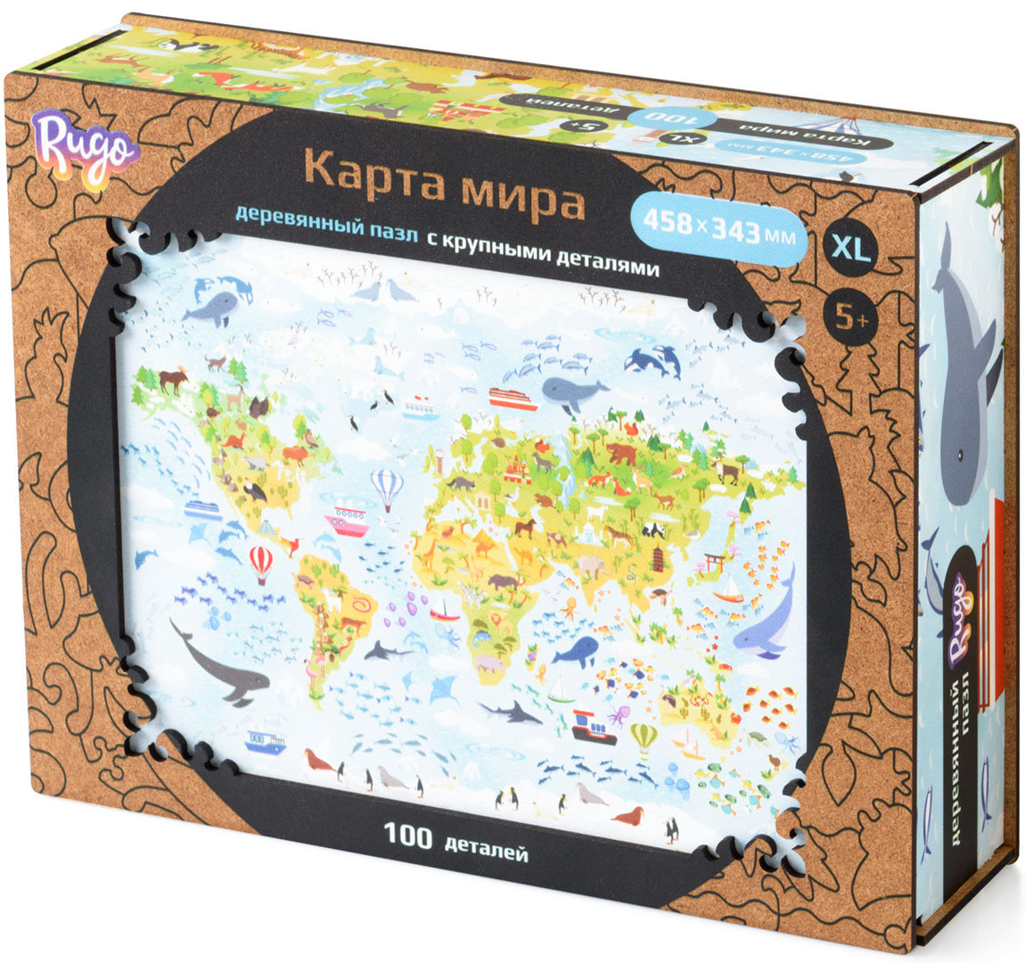 Пазл Детская карта мира деревянный Deluxe - купить по цене 1990 руб с ...
