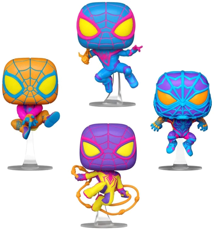 цена Набор фигурок Funko POP Games: Marvel Spider-Man Miles Morales Bobble-Head [Blacklight] Exclusive (4 шт) (9,5 см)