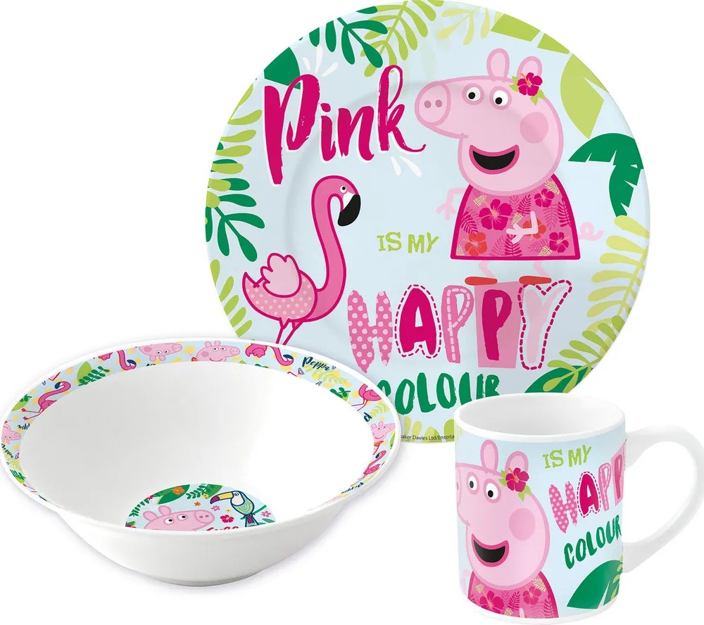 Набор посуды Свинка Пеппа и Фламинго (3 предмета / керамика) фотографии