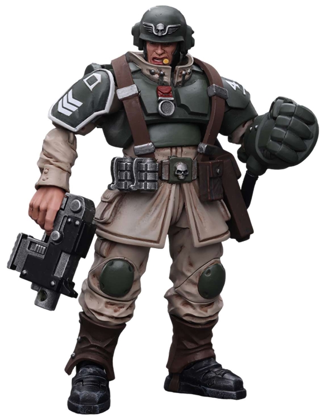 Фигурка Warhammer 40 000: Astra Militarum – Cadian Command Squad Veteran Sergeant with Power Fist 1:18 (10,7 см) цена и фото