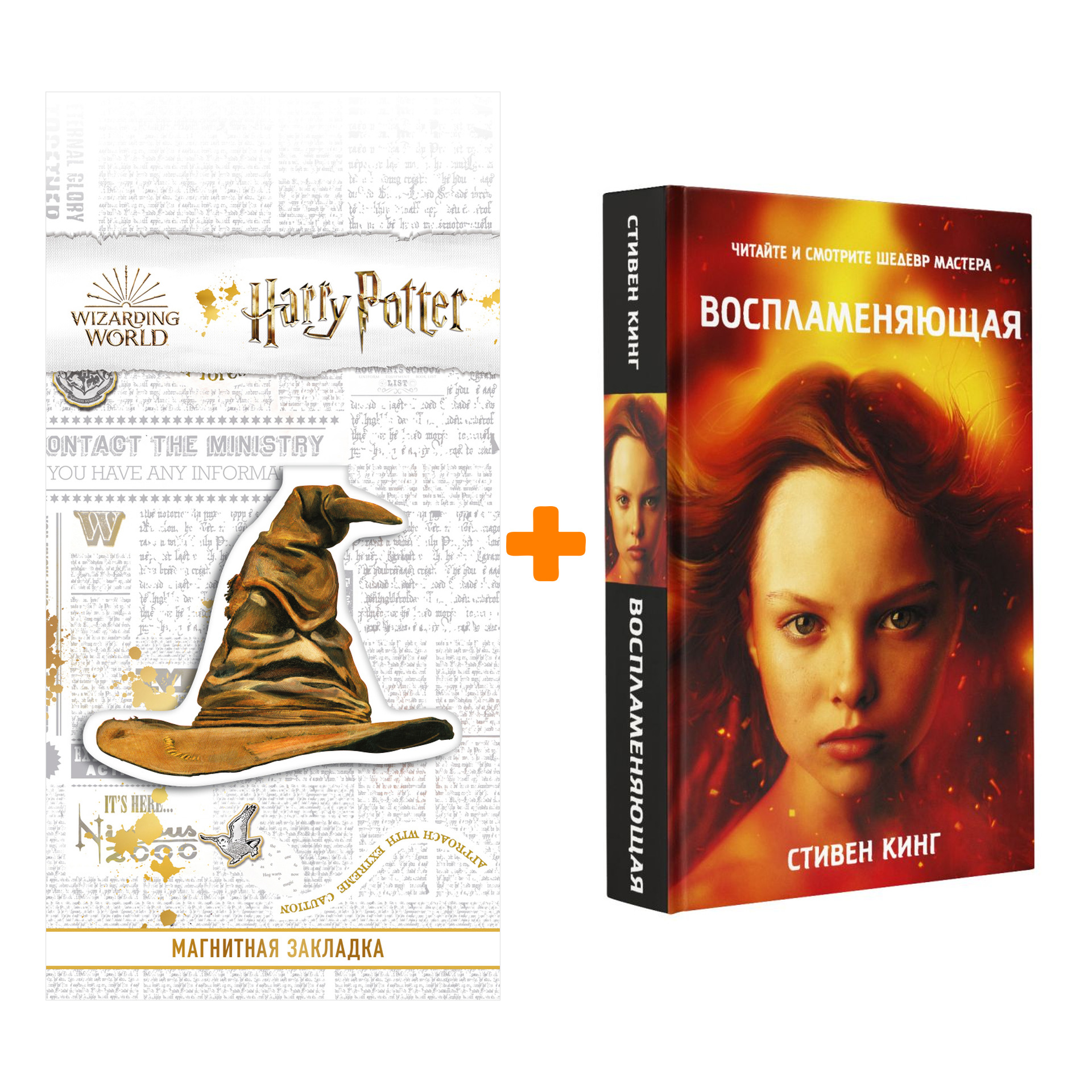 

Набор Воспламеняющая. Кинг С. + Закладка Harry Potter Распределяющая шляпа магнитная