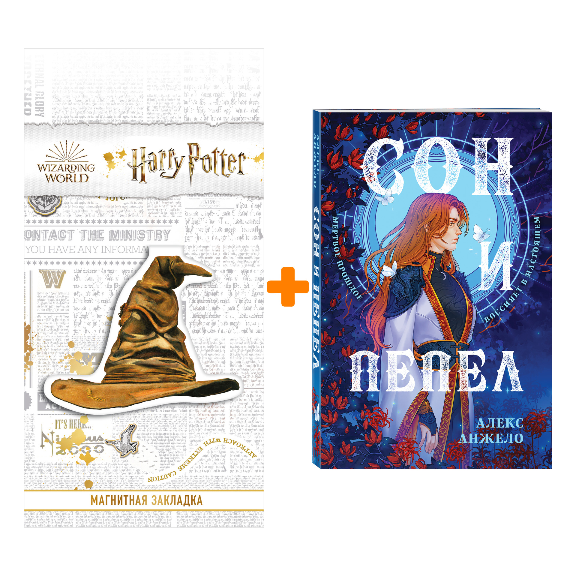 

Набор Сон и Пепел. Оформление Сары. Алекс Анжело + Закладка Harry Potter Распределяющая шляпа магнитная