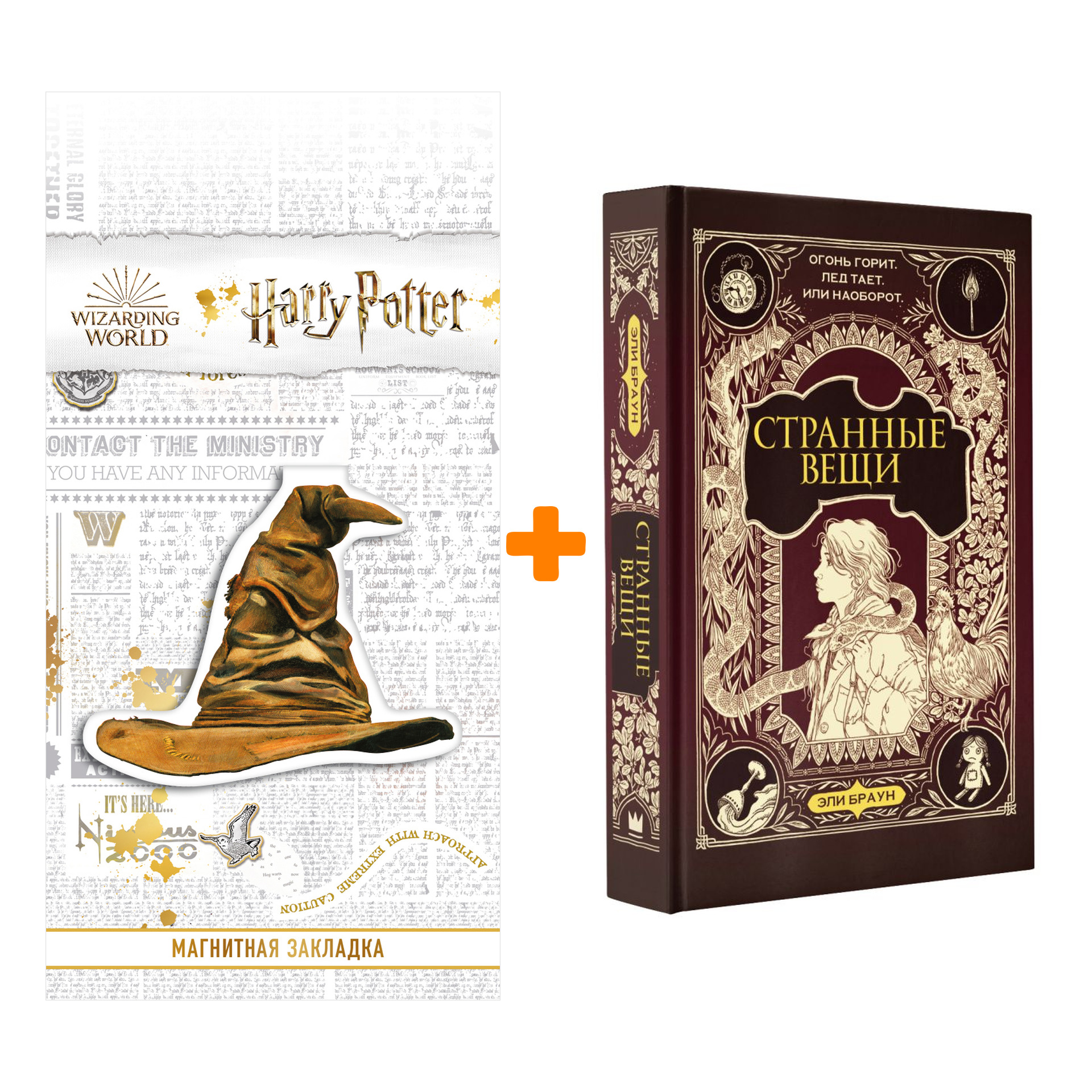 

Набор Странные вещи. Браун Э., Риттер К. + Закладка Harry Potter Распределяющая шляпа магнитная