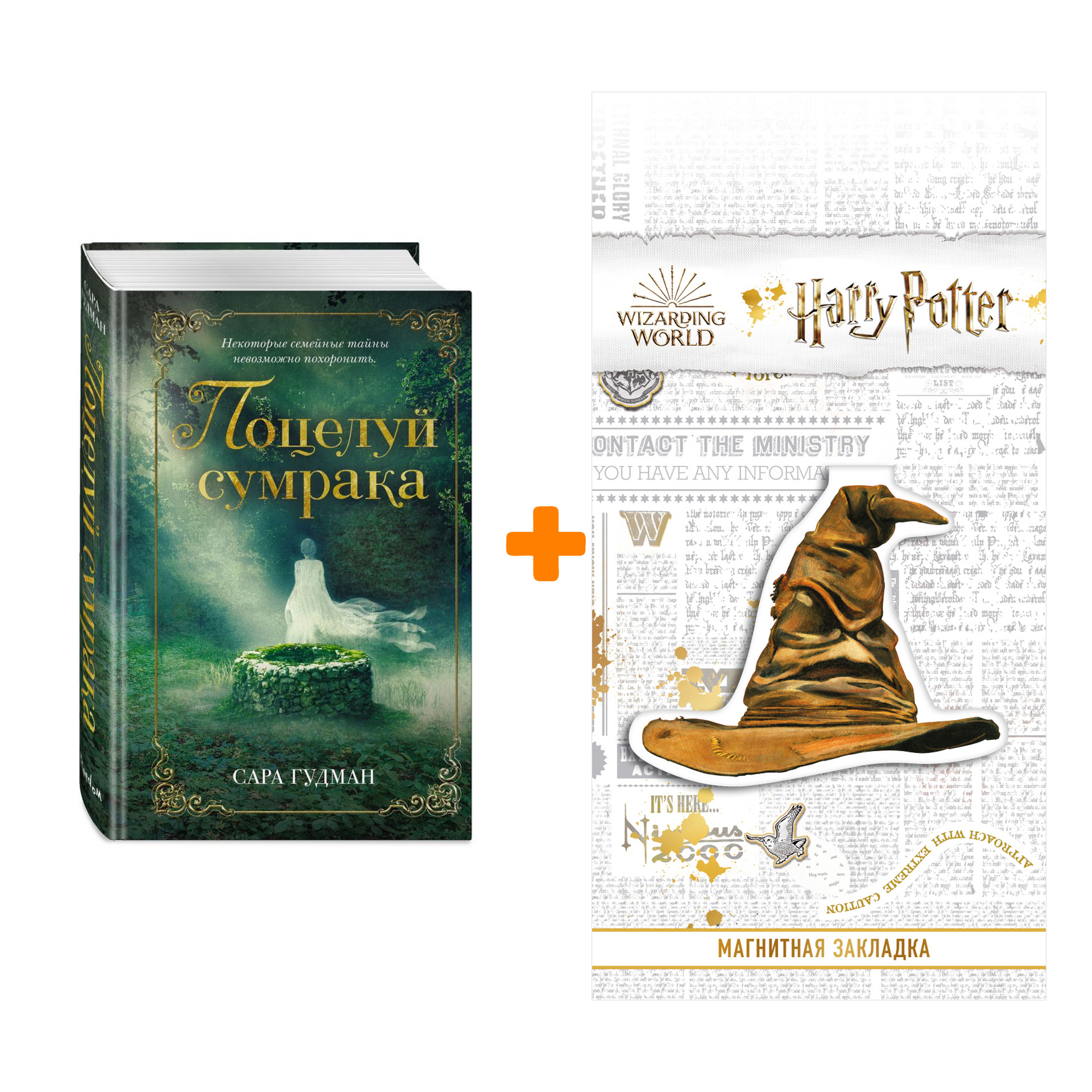 Набор Поцелуй сумрака. Сара Гудман + Закладка Harry Potter Распределяющая шляпа магнитная