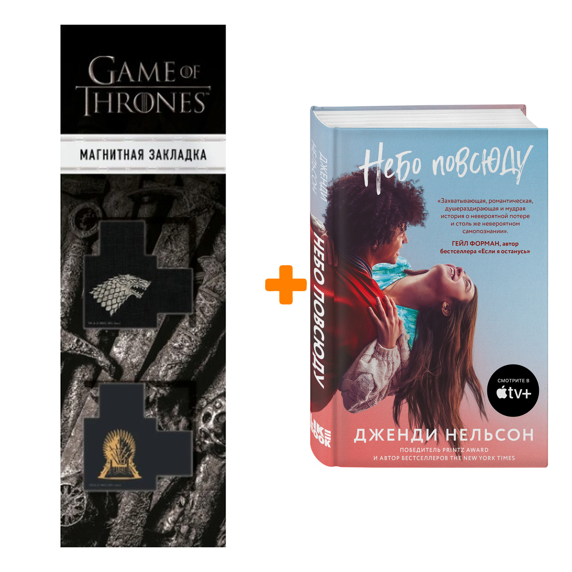 

Набор Небо повсюду. Дженди Нельсон + Закладка Game Of Thrones Трон и Герб Старков магнитная 2-Pack