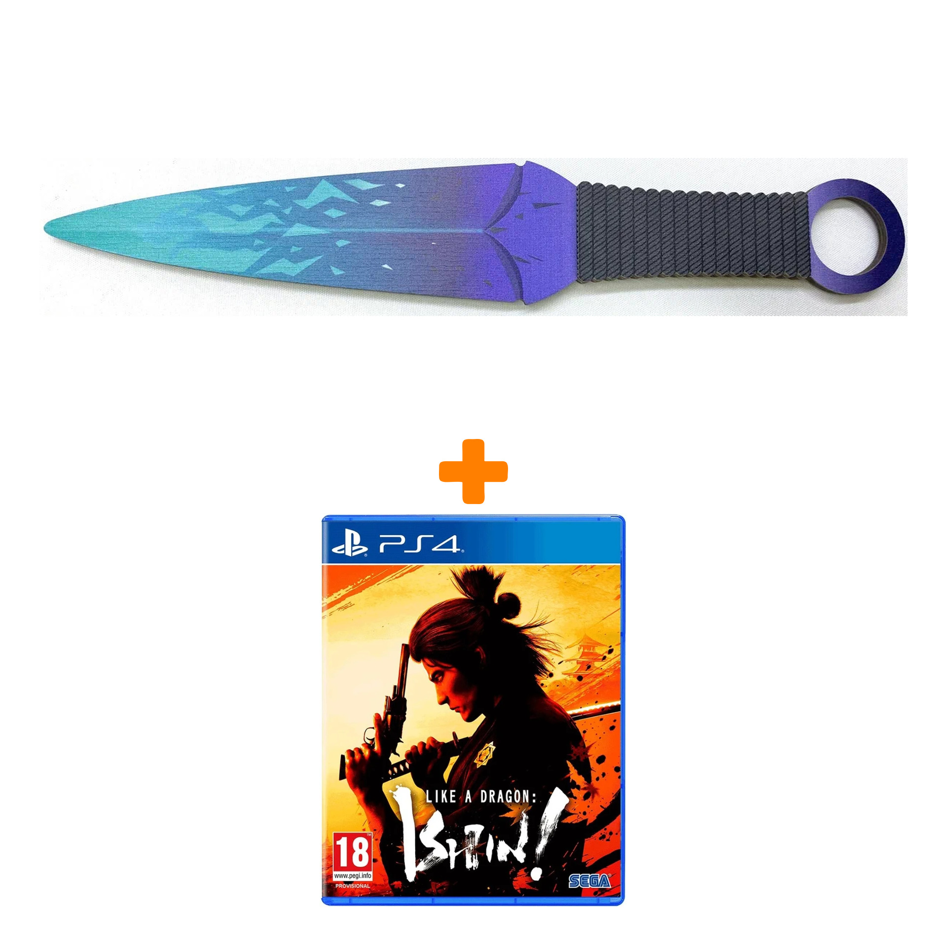 

Набор Like a Dragon: Ishin! [PS4, английская версия] + Оружие игровое нож Кунай 2 Холодное пламя деревянный