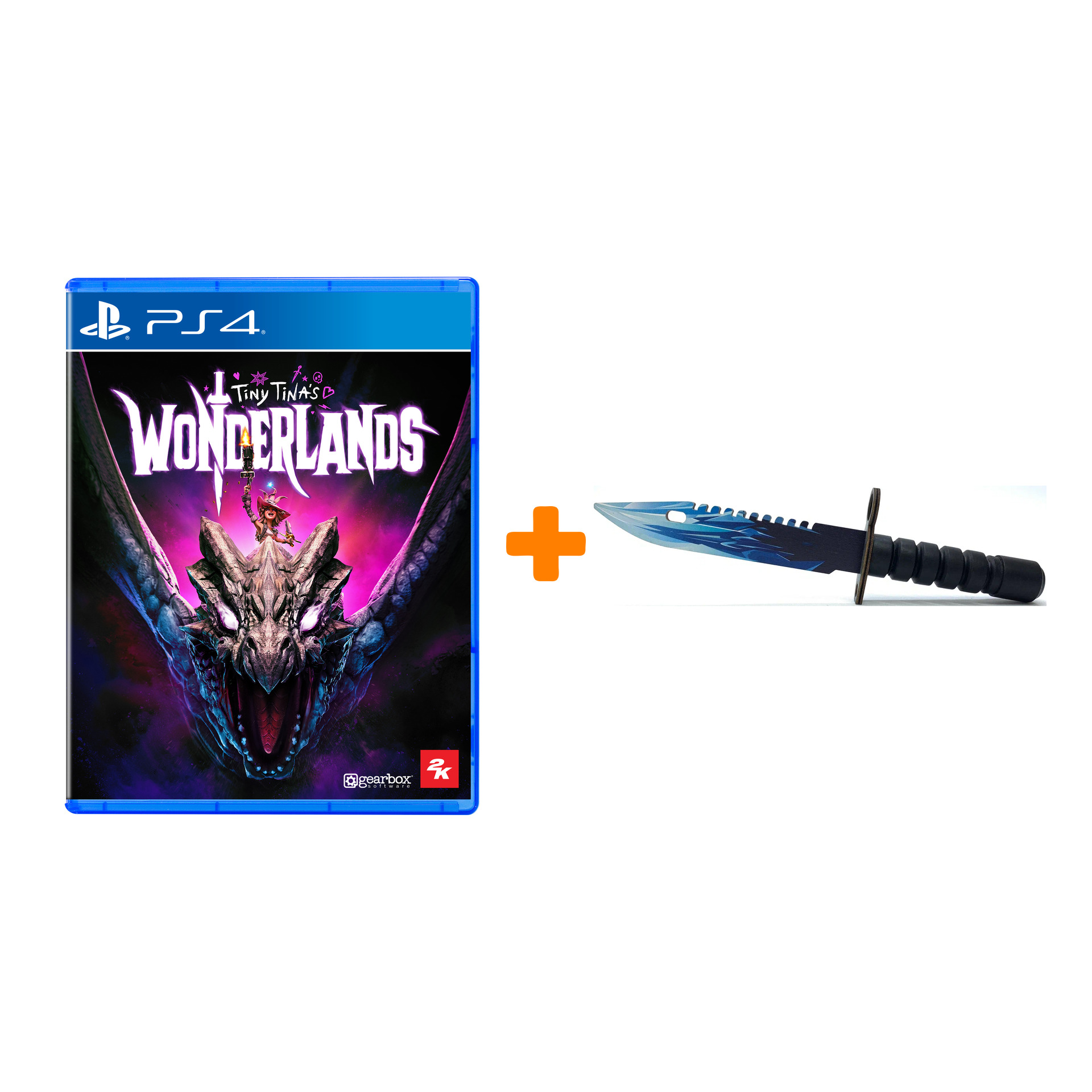 

Набор Tiny Tina’s Wonderlands [PS4, русские субтитры] + Оружие игровое штык-нож М9 Байонет 2 Драгон Гласс деревянный