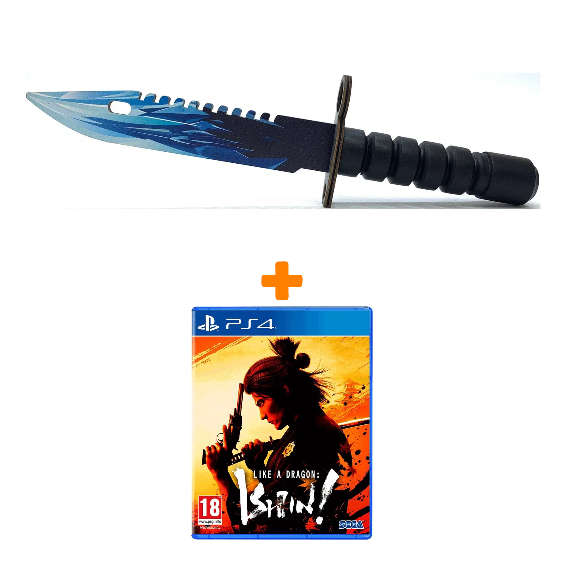 

Набор Like a Dragon: Ishin! [PS4, английская версия] + Оружие игровое штык-нож М9 Байонет 2 Драгон Гласс деревянный