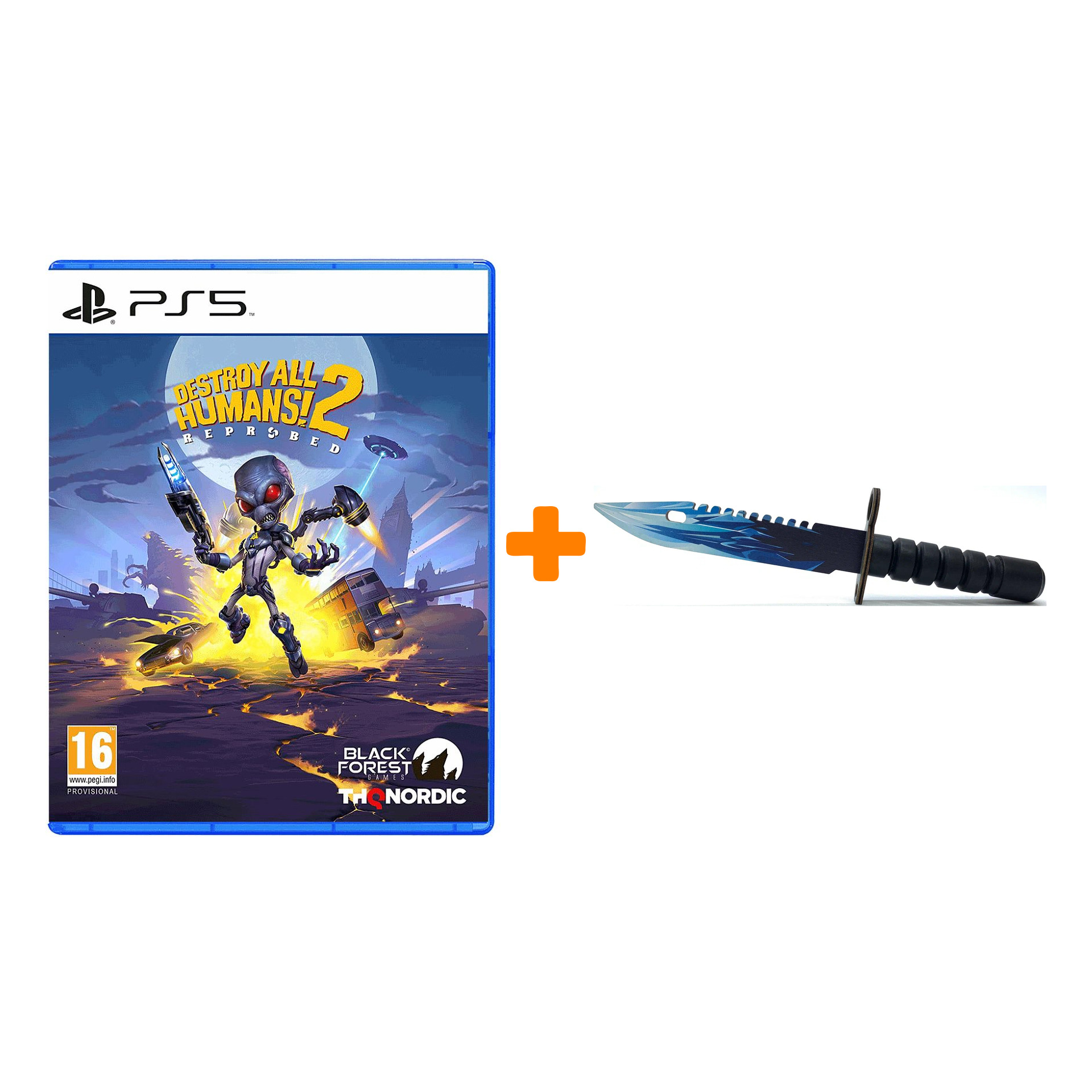 

Набор Destroy All Humans! 2. Reprobed [PS5, русские субтитры] + Оружие игровое штык-нож М9 Байонет 2 Драгон Гласс деревянный