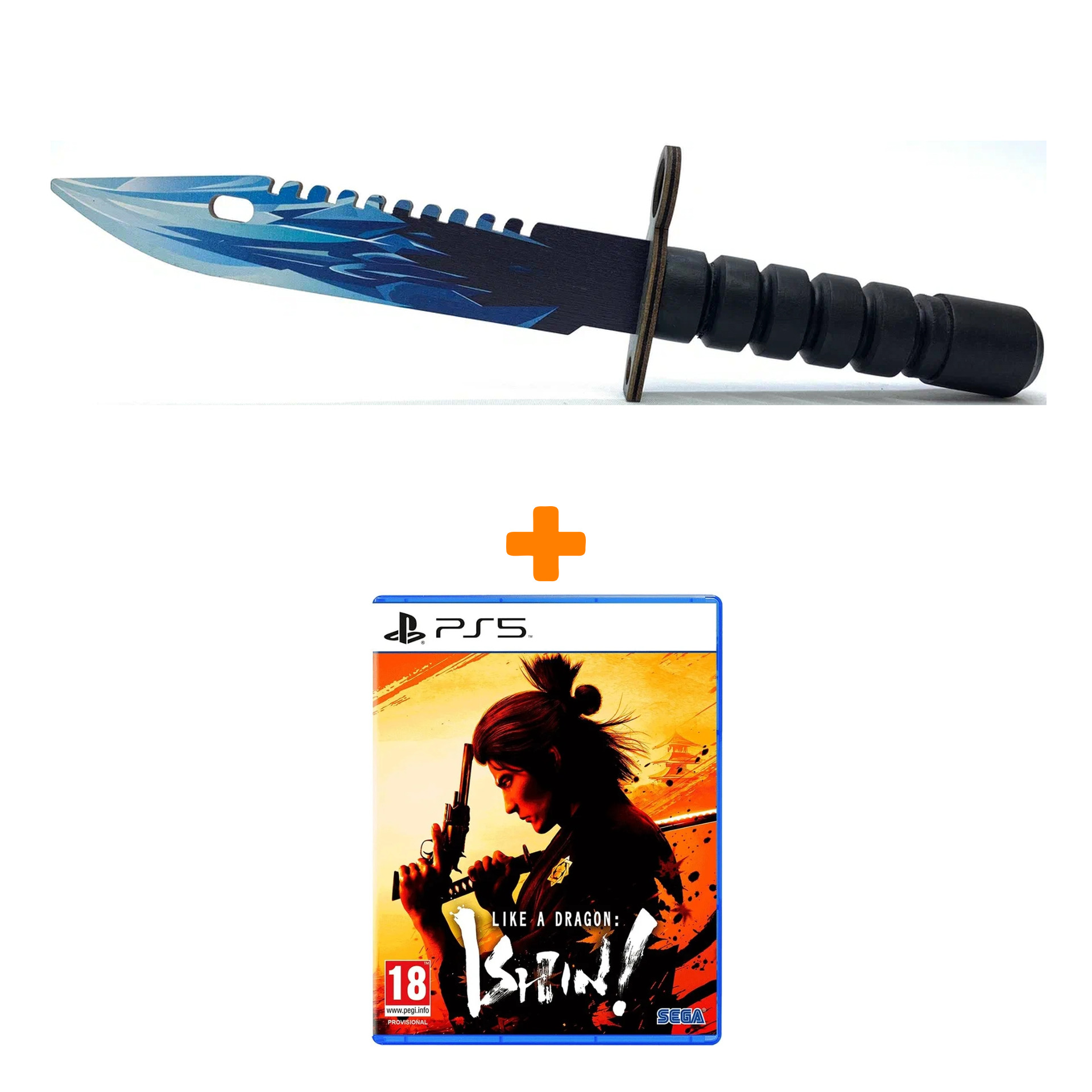 

Набор Like a Dragon: Ishin! [PS5, английская версия] + Оружие игровое штык-нож М9 Байонет 2 Драгон Гласс деревянный