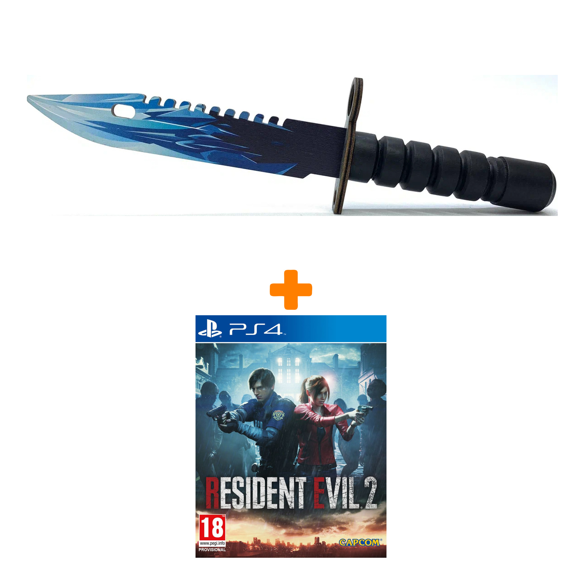 

Набор Resident Evil 2 [PS4, русские субтитры] + Оружие игровое штык-нож М9 Байонет 2 Драгон Гласс деревянный
