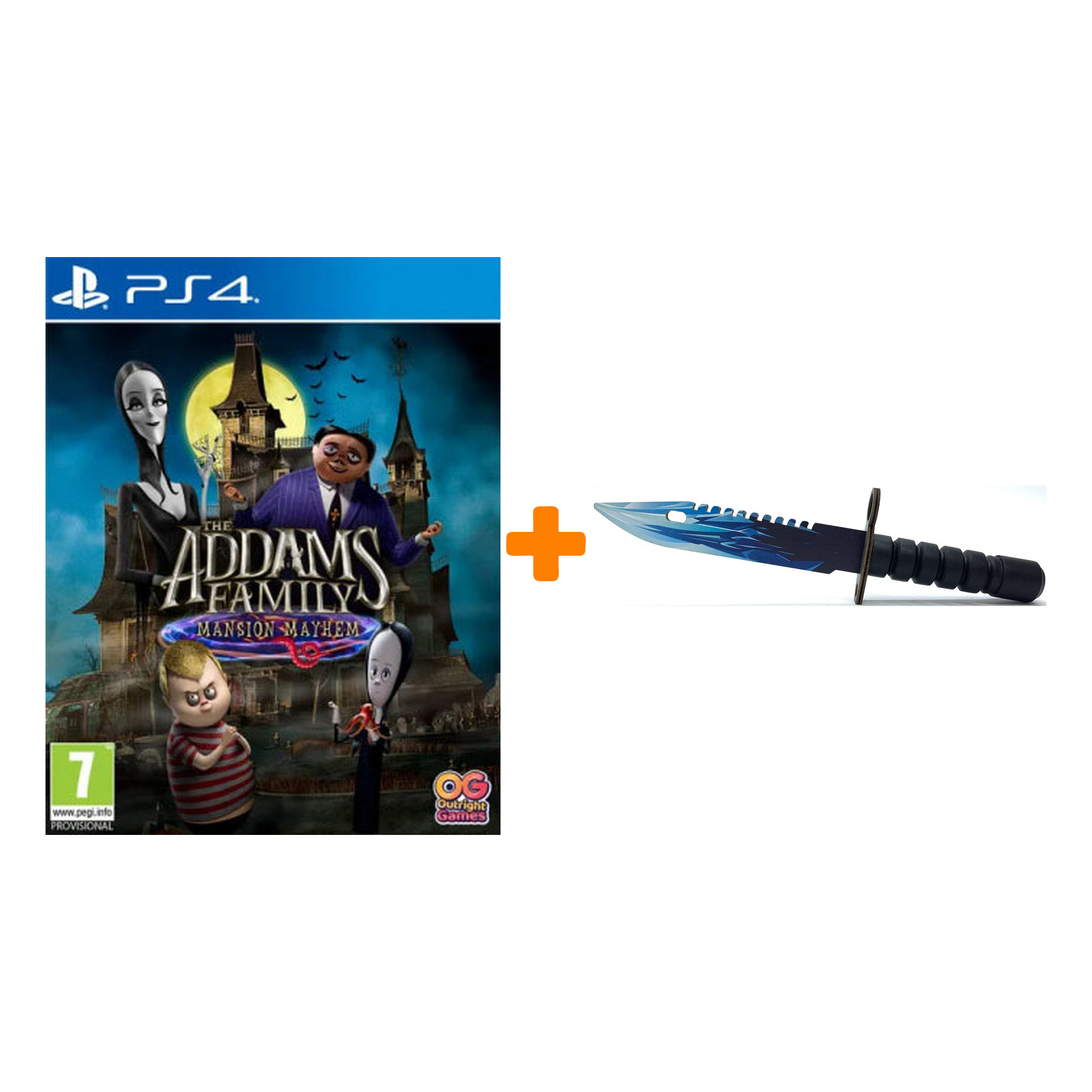 

Набор Семейка Аддамс: Переполох в особняке [PS4, русская версия] + Оружие игровое штык-нож М9 Байонет 2 Драгон Гласс деревянный