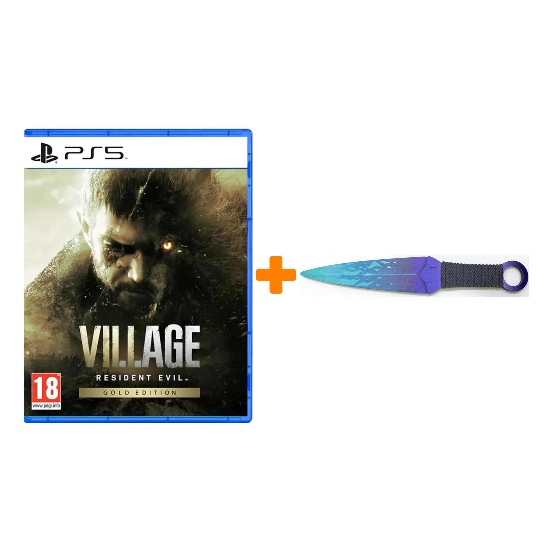 

Набор Resident Evil Village. Gold Edition [PS5, русская версия] + Оружие игровое нож Кунай 2 Холодное пламя деревянный
