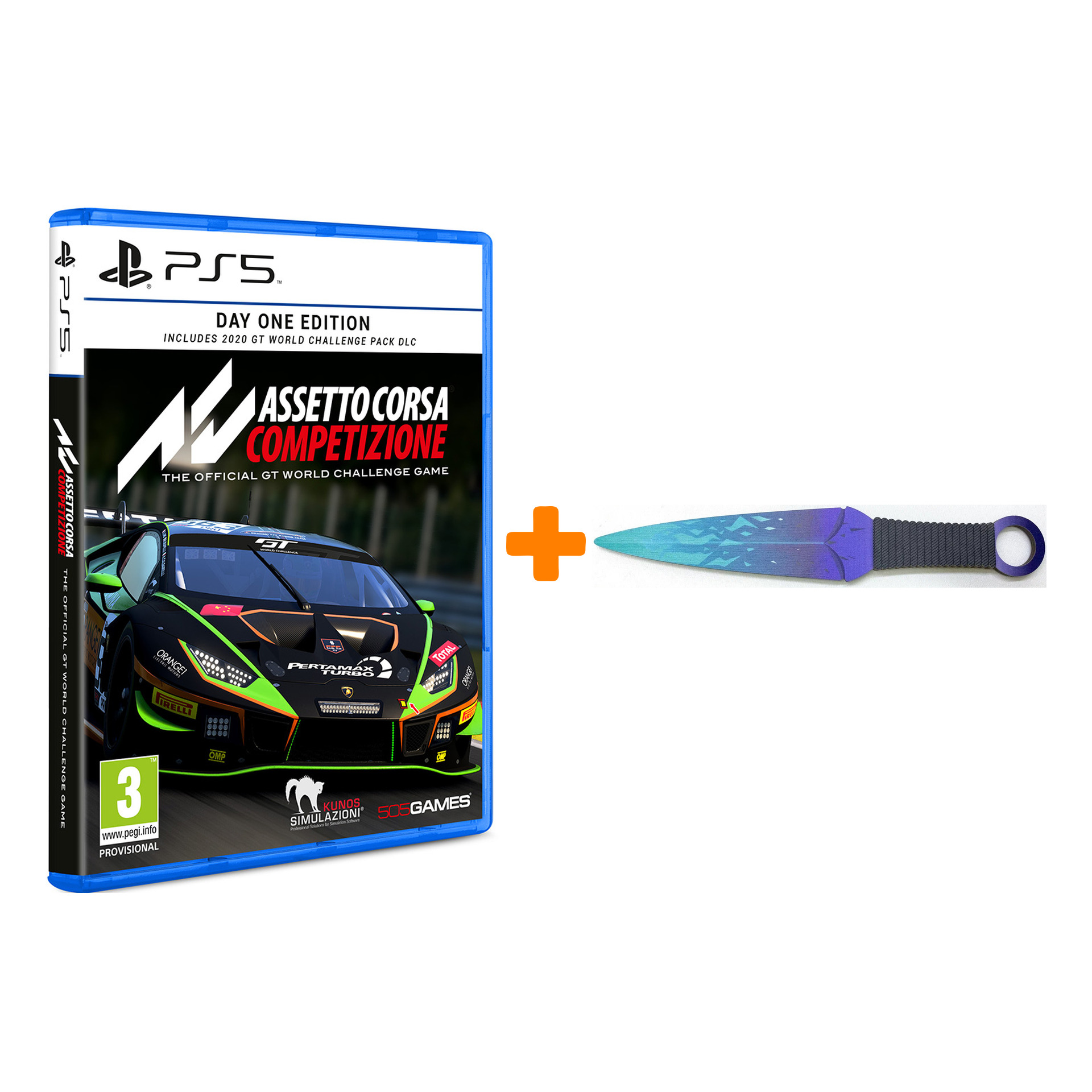 

Набор Assetto Corsa Competizione. Издание первого дня [PS5. русская версия] + Оружие игровое нож Кунай 2 Холодное пламя деревянный