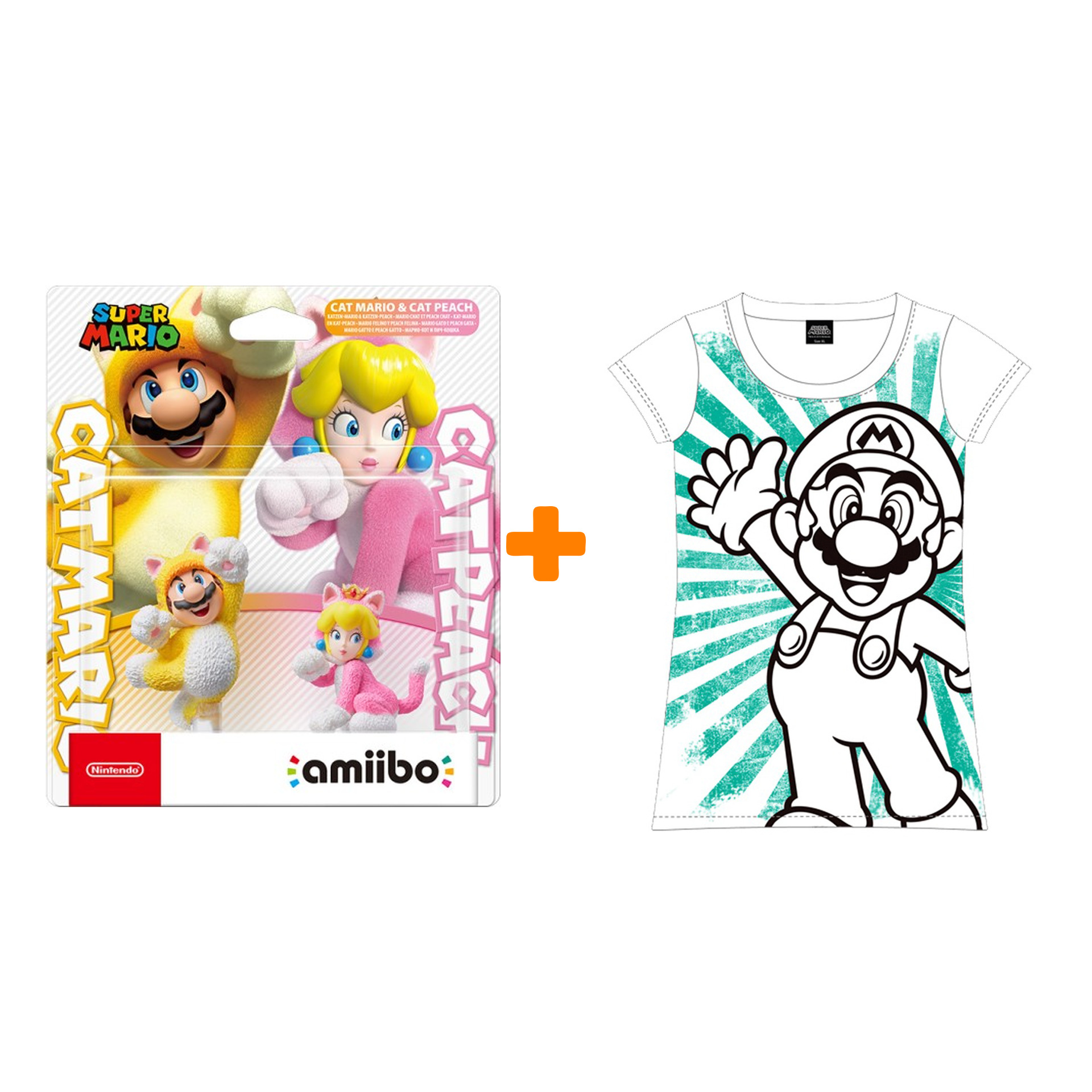 

Набор amiibo Марио-кот и Пич-кошка (amiibo + футболка женская M)