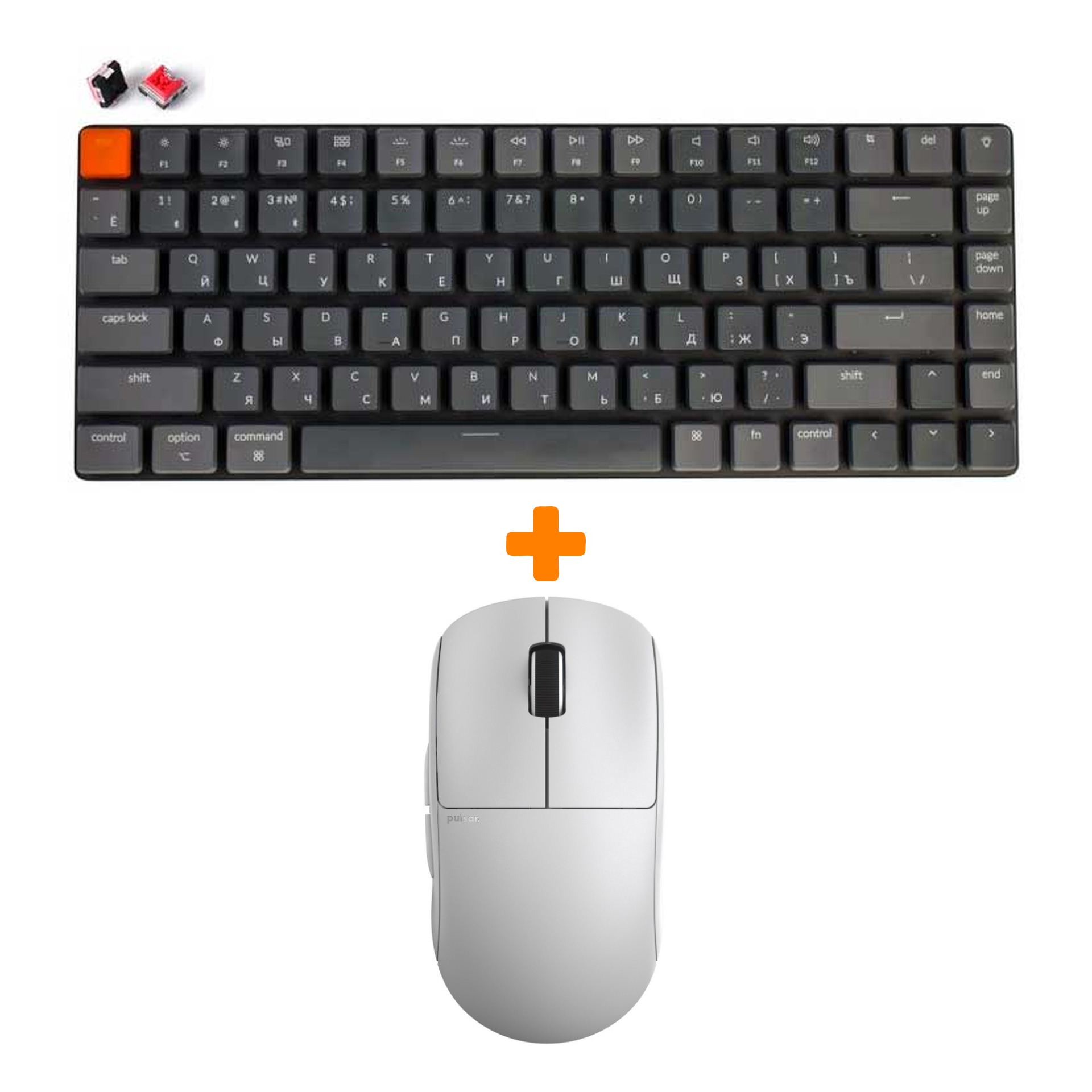 

Набор Мышь Pulsar X2 Wireless White + Клавиатура Keychron K3 Low Profile, RGB, Red Switch, Dark Gray