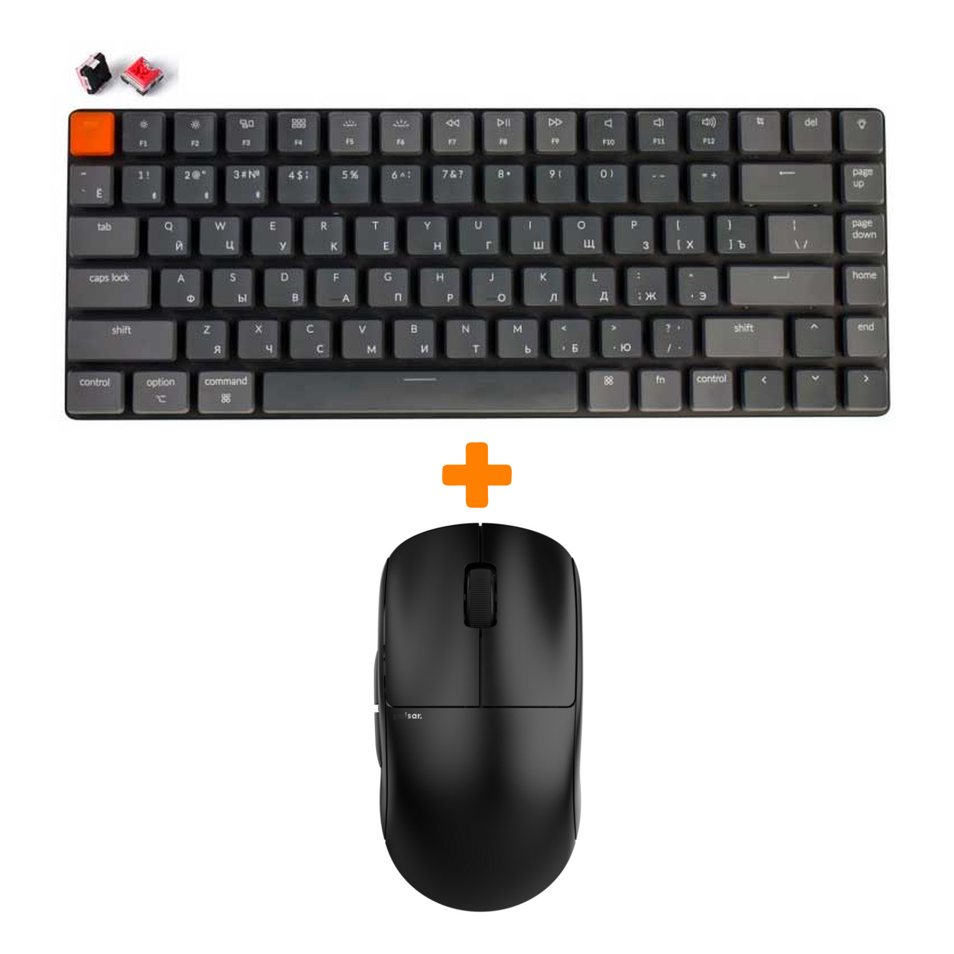 

Набор Мышь Pulsar X2 Wireless Mini Black + Клавиатура Keychron K3 Low Profile, RGB, Red Switch, Dark Gray