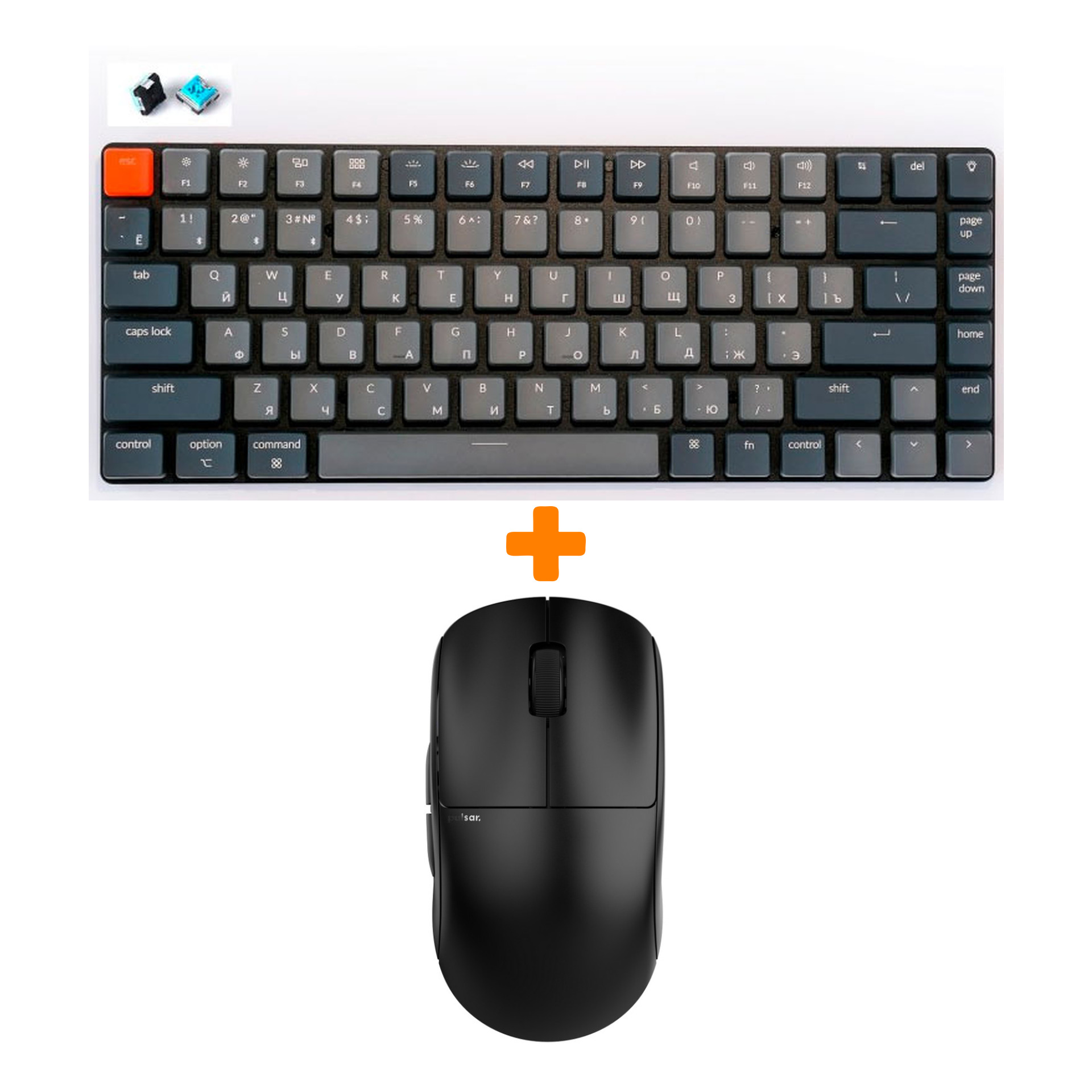 

Набор Мышь Pulsar X2 Wireless Black + Клавиатура Keychron K3, White LED Blue Switch