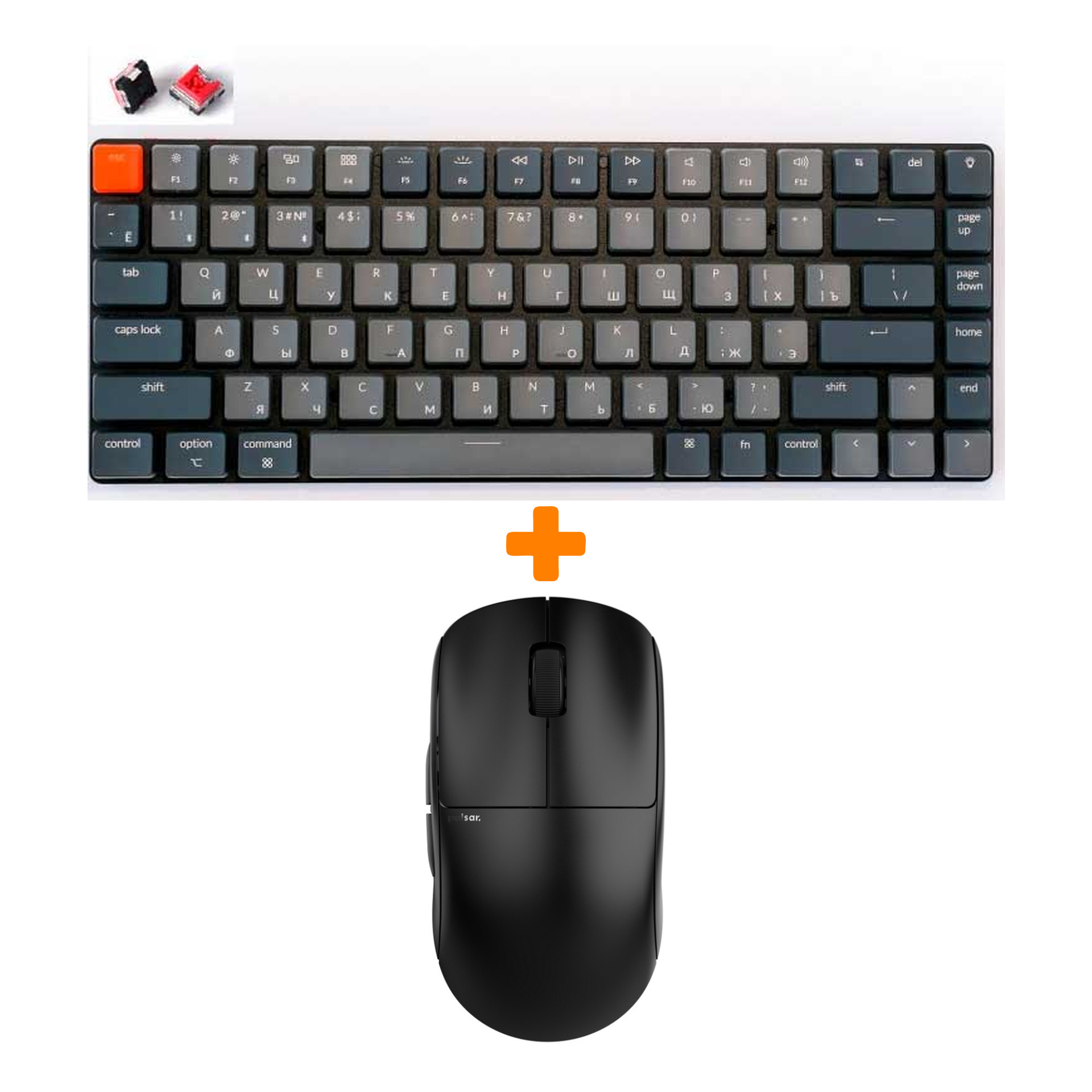

Набор Мышь Pulsar X2 Wireless Black + Клавиатура Keychron K3, White LED Red Switch