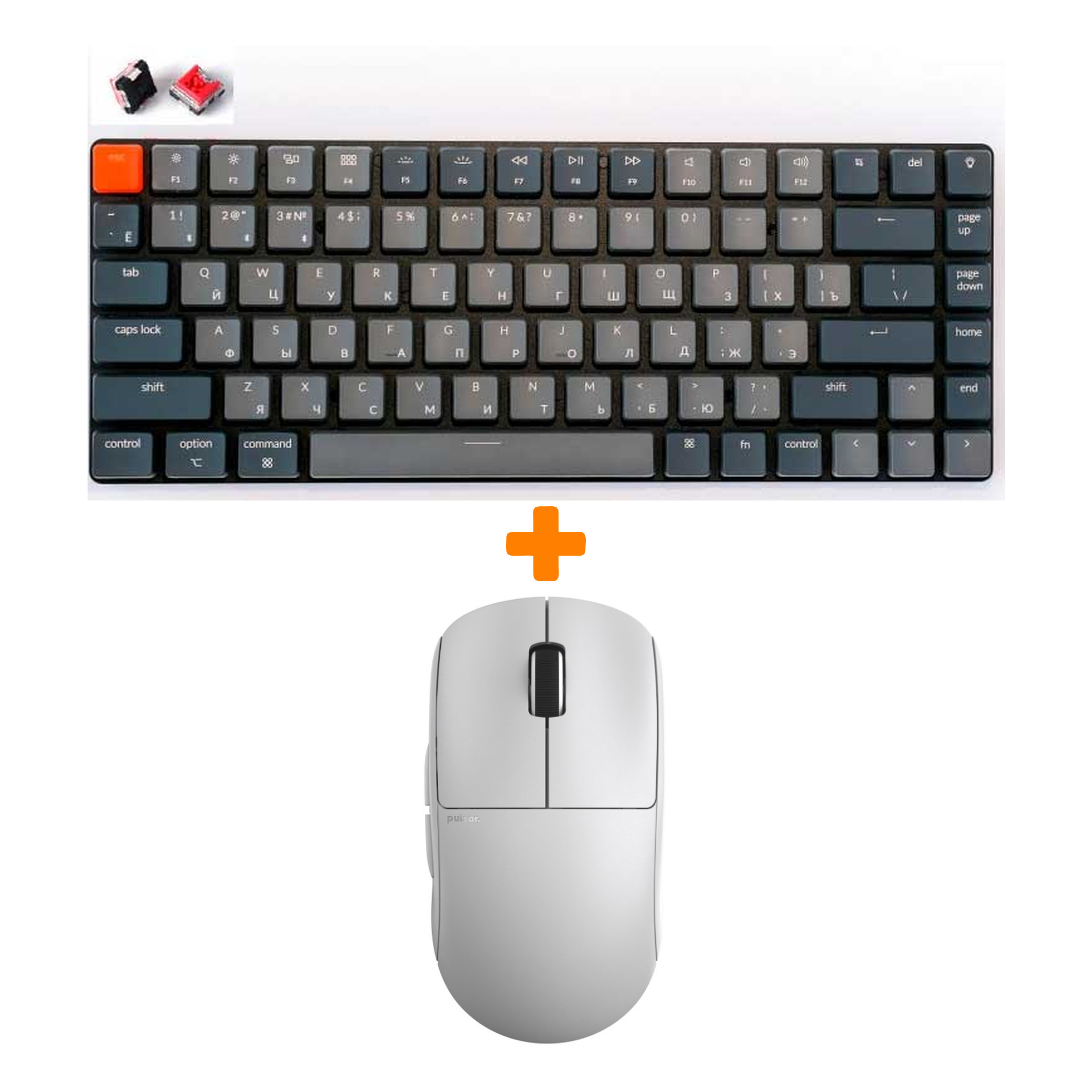 

Набор Мышь Pulsar X2 Wireless White + Клавиатура Keychron K3, White LED Red Switch