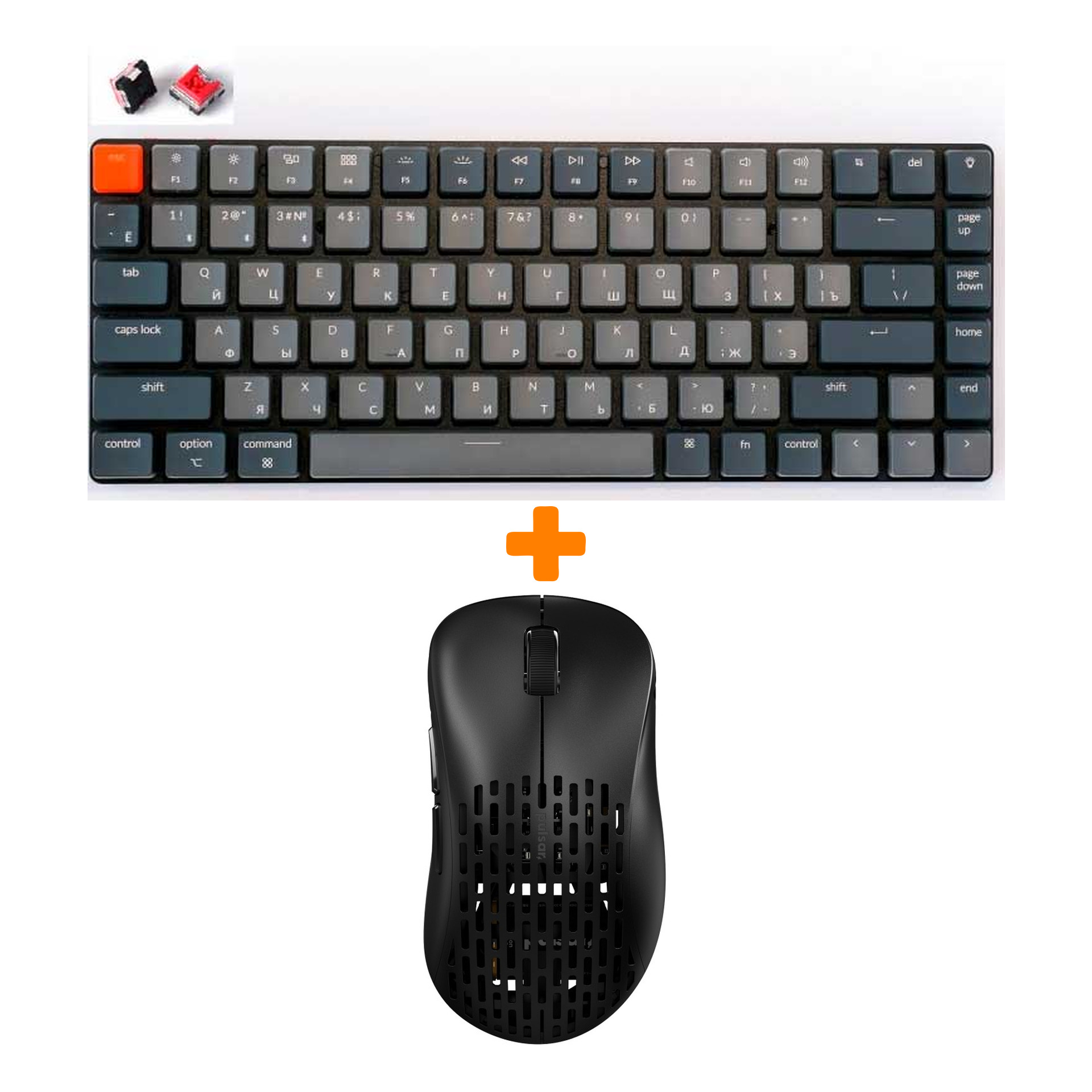 

Набор Мышь Pulsar Xlite Wireless V2 Competition Black + Клавиатура Keychron K3, White LED Red Switch