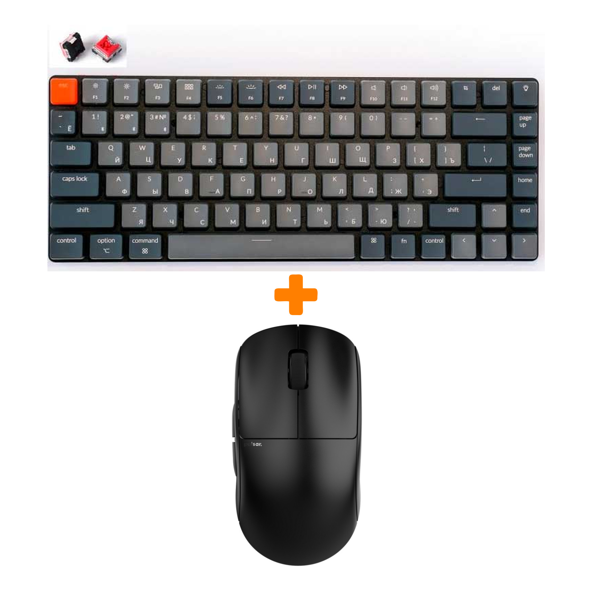 

Набор Мышь Pulsar X2 Wireless Mini Black + Клавиатура Keychron K3, White LED Red Switch