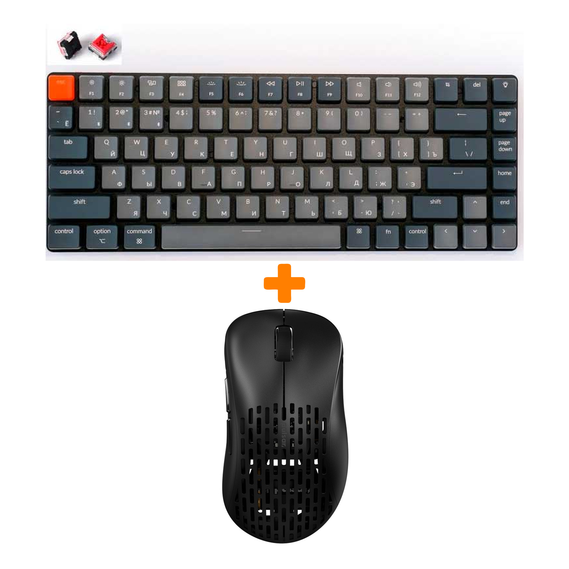 

Набор Мышь Pulsar Xlite Wireless V2 Competition Mini Black + Клавиатура Keychron K3, White LED Red Switch
