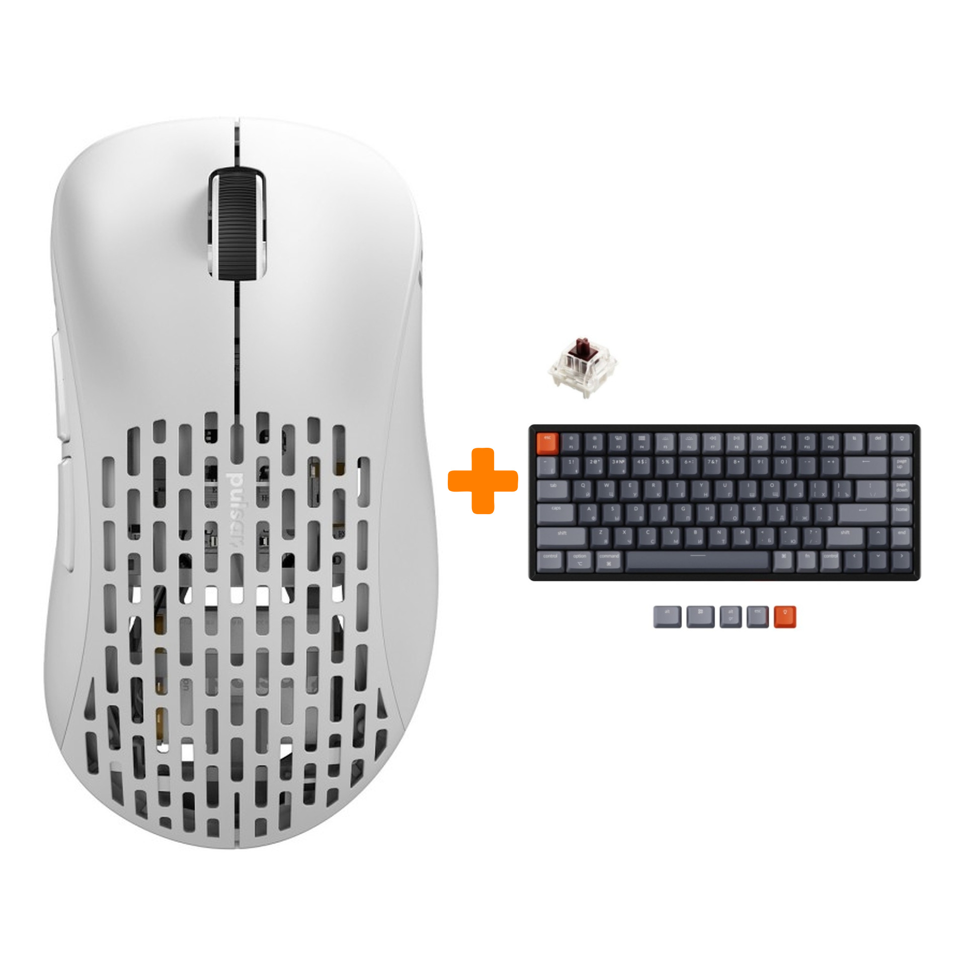 

Набор Мышь Xlite Wireless V2 Competition White + Клавиатура Keychron K2, RGB Hot-Swap, Gateron Brown Switch