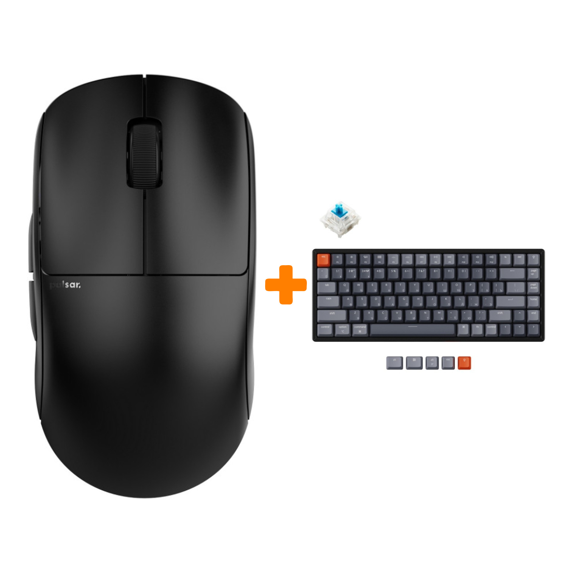 

Набор Мышь Pulsar X2 Wireless Black + Клавиатура Keychron K2, RGB Hot-Swap, Gateron Blue Switch